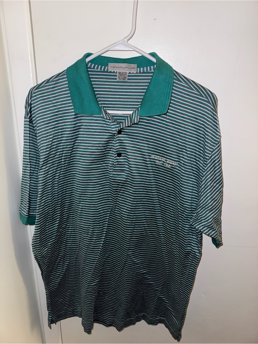 Vintage 90s Nicklaus Muirfield Village Golf Club Striped Polo Shirt